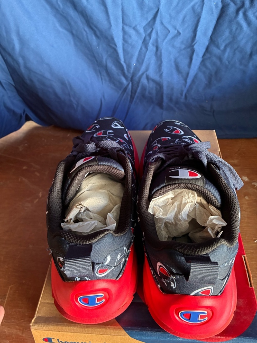 Champion Navy Sneakers with Red Accents and Logo Print - Picture 3 of 3